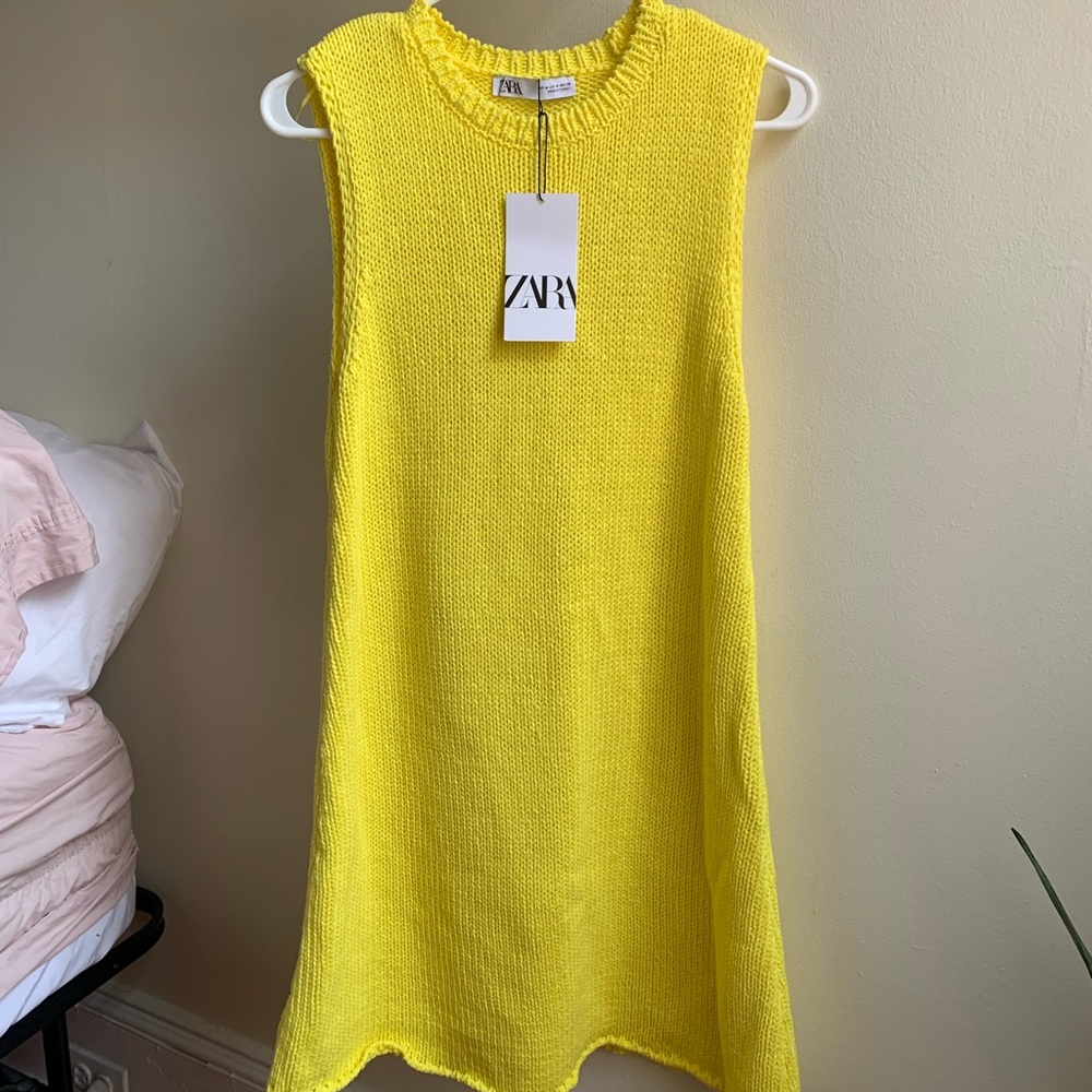 yellow knit mini dress
